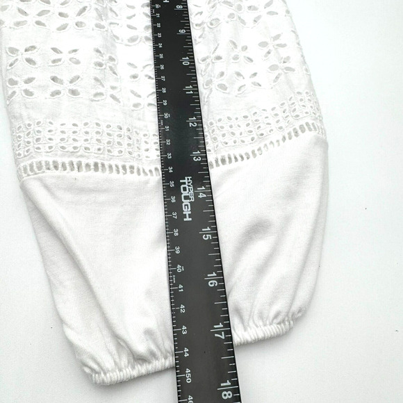 CALLIGRAPHIE Women's XL White Embroidered Eyelet Floral Tunic Top Boho Peasant - Picture 8 of 9